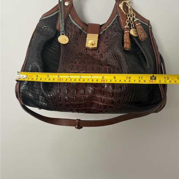 BRAHMIN ELISA HOBO SACHEL BAG CROC EMBOSSED LEATHER CHARM & TASSEL - Picture 10 of 14